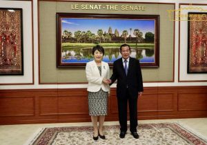 Japanese Foreign Minister pays a courtesy call on Cambodian Senate President  