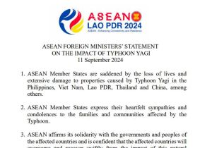 ASEAN Foreign Ministers issue statement on impact of Typhoon Yagi