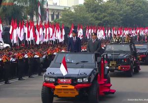 Indonesian President Jokowi Inspects Security Routine for Inauguration of President-, VP-elect