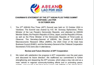 Chairman’s Statement of The 27th ASEAN Plus Three Summit