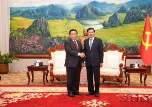 Lao President Thongloun Hosts Visiting Vietnamese Delegation