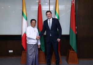 Myanmar Deputy Prime Minister and Foreign Minister holds a bilateral meeting with Belarus Foreign Minister  