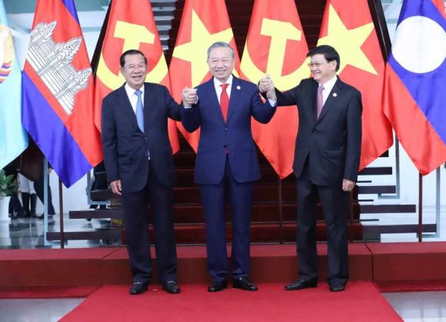 Vietnamese top leader meets top Cambodian, Lao leaders in Ho Chi Minh City